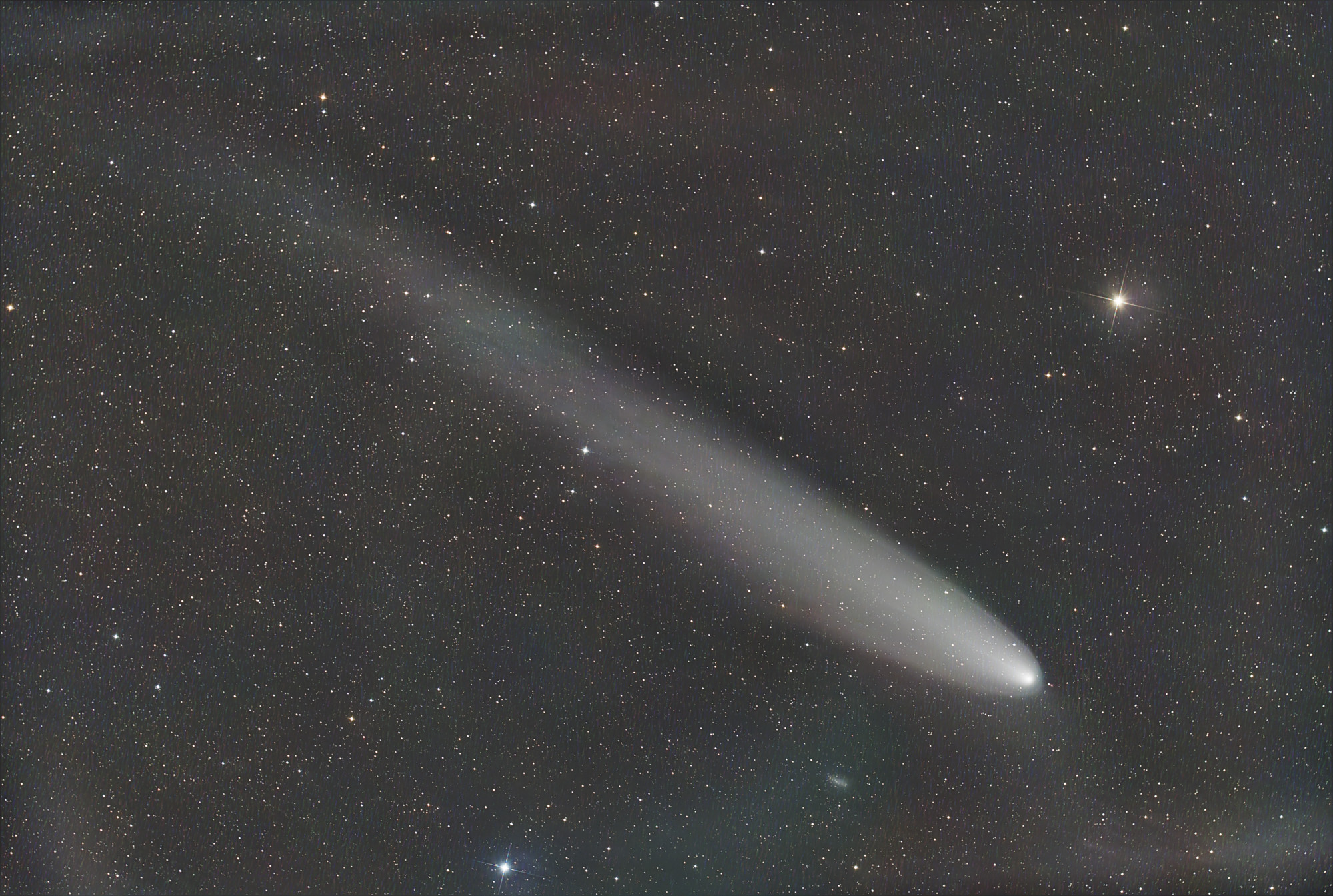 C/2023 A3 (Tsuchinshan-ATLAS) is a comet that will be visible to the naked eye from the Northern Hemisphere in October 2024. It is the third brightest comet of the last 100 years.